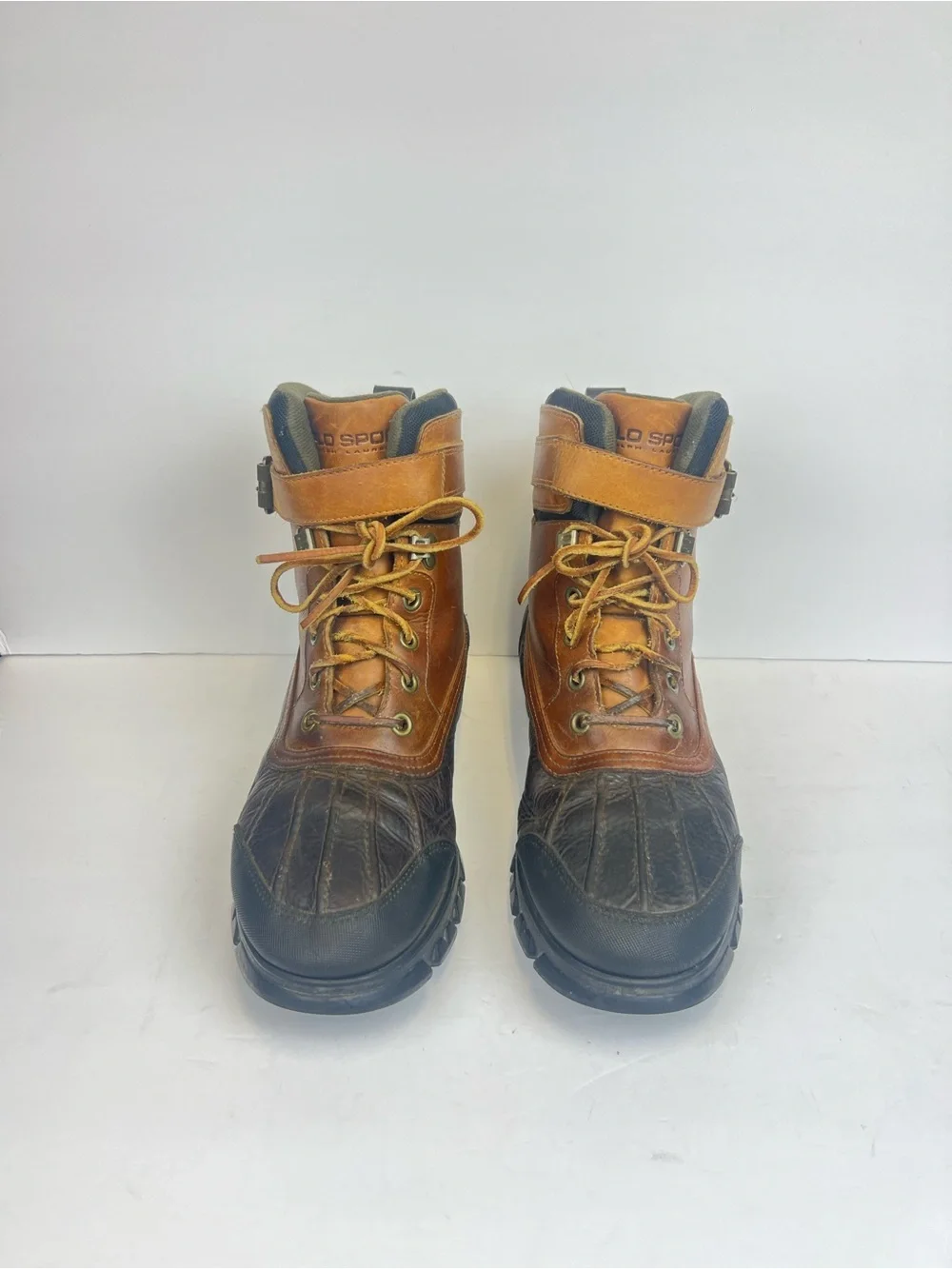 Vintage Polo Sport Ralph Lauren  12 D Briarwood Tan Hogeland Boots Buckle MG1613